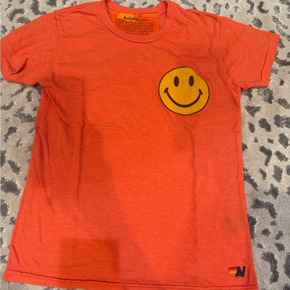 Aviator Nation Kids Orange Smiley Face Tee